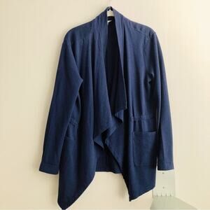 Nordstrom Caslon Open Cotton Waterfall Drape Navy blue Cardigan Women’s Size S